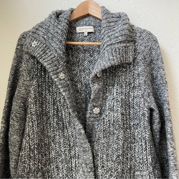 Jones New York Wool Blend Chunky Knit Medium Length Cardigan Sweater Size: L - Picture 7 of 11